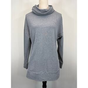 Vintage Puma Cowl Neck Sweatshirt Gray Y2K Kangaroo Pocket Sz L Womens Pullover